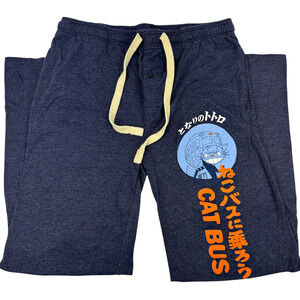 My Neighbor Totoro Cat Bus Sleep Pajama Pants Mens Medium Anime Lounge Blue